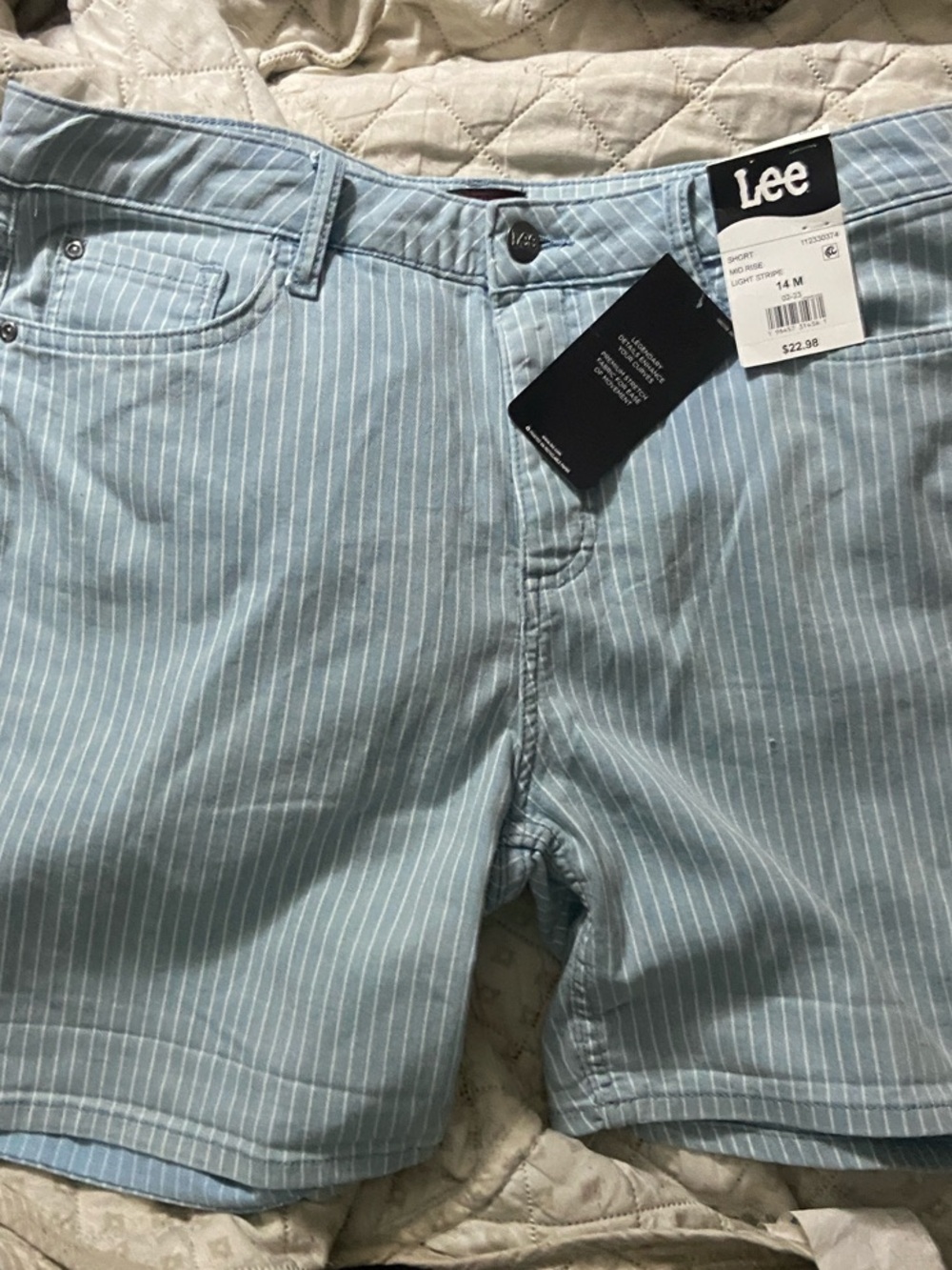 Lee Women's Light Blue Pinstripe Bermuda Shorts